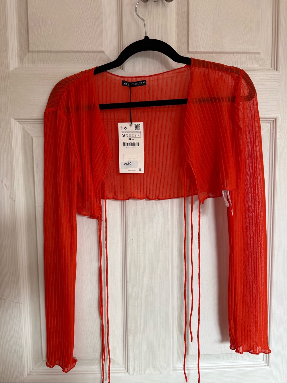 Zara Sheer Tie-Front Cropped Bolero